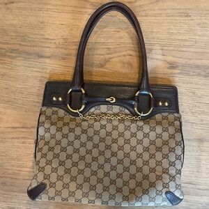 Gucci Tan and Brown GG Canvas Tote